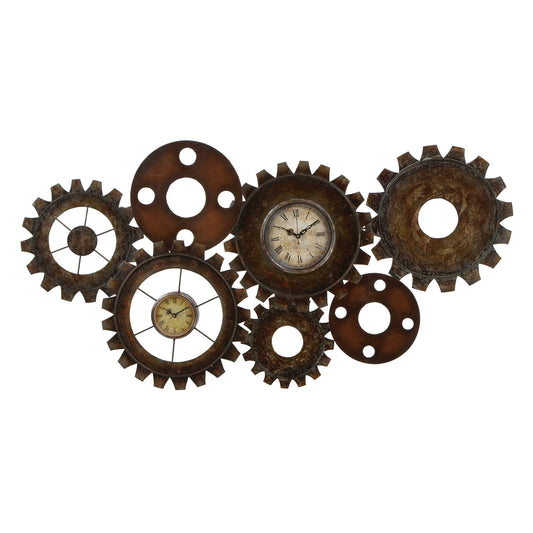 Reloj de pared con engranajes de UMA Enterprises Industrial de 34" x 17" en metal, marrón