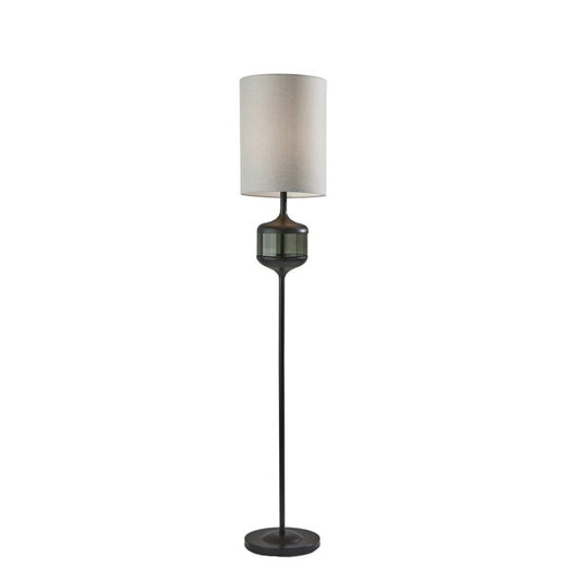 Adesso Marina 61" Floor Lamp with Smoked Glass - Black