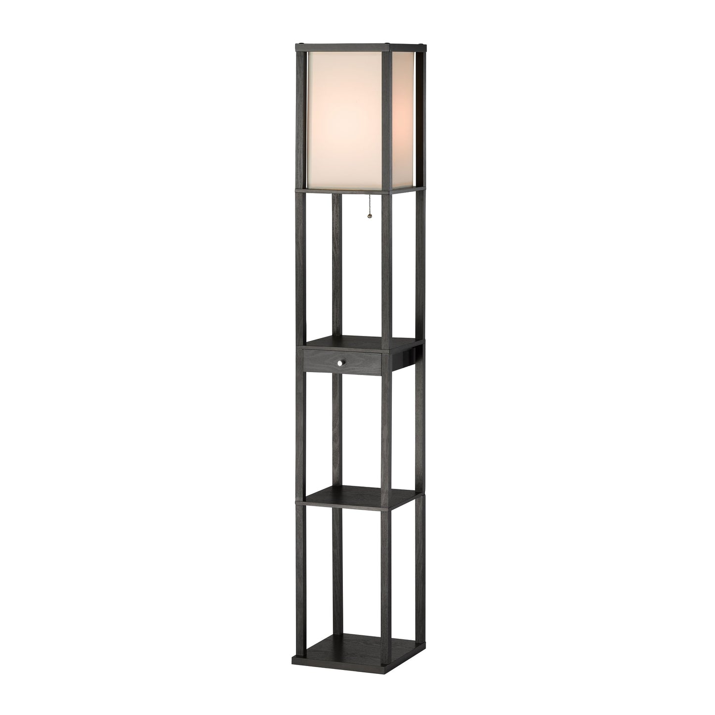 Adesso Parker 62" Shelf Floor Lamp with Drawer - Black