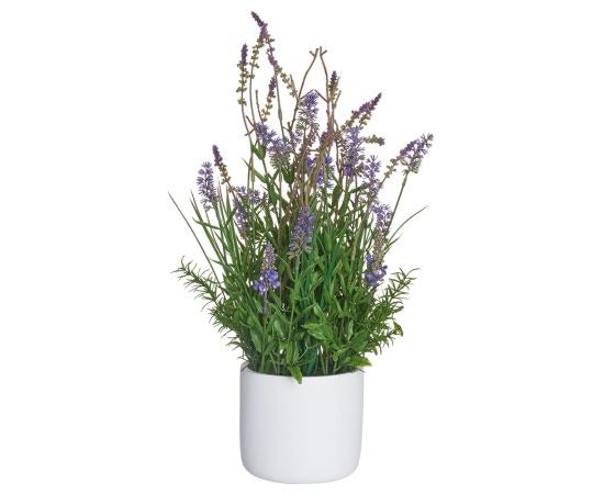 Arreglo floral de lavanda de seda de 22" de Allstate Floral en maceta de poliresina - Púrpura