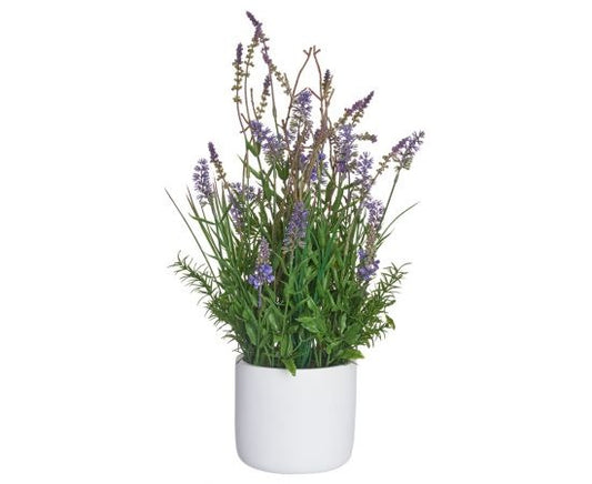 Arreglo floral de lavanda de seda de 22" de Allstate Floral en maceta de poliresina - Púrpura