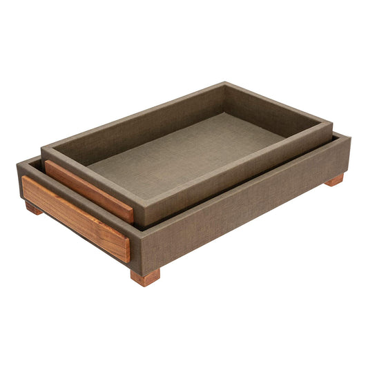 Bandeja de madera contemporánea con patas de Sagebrook Home (juego de 2) - Verde