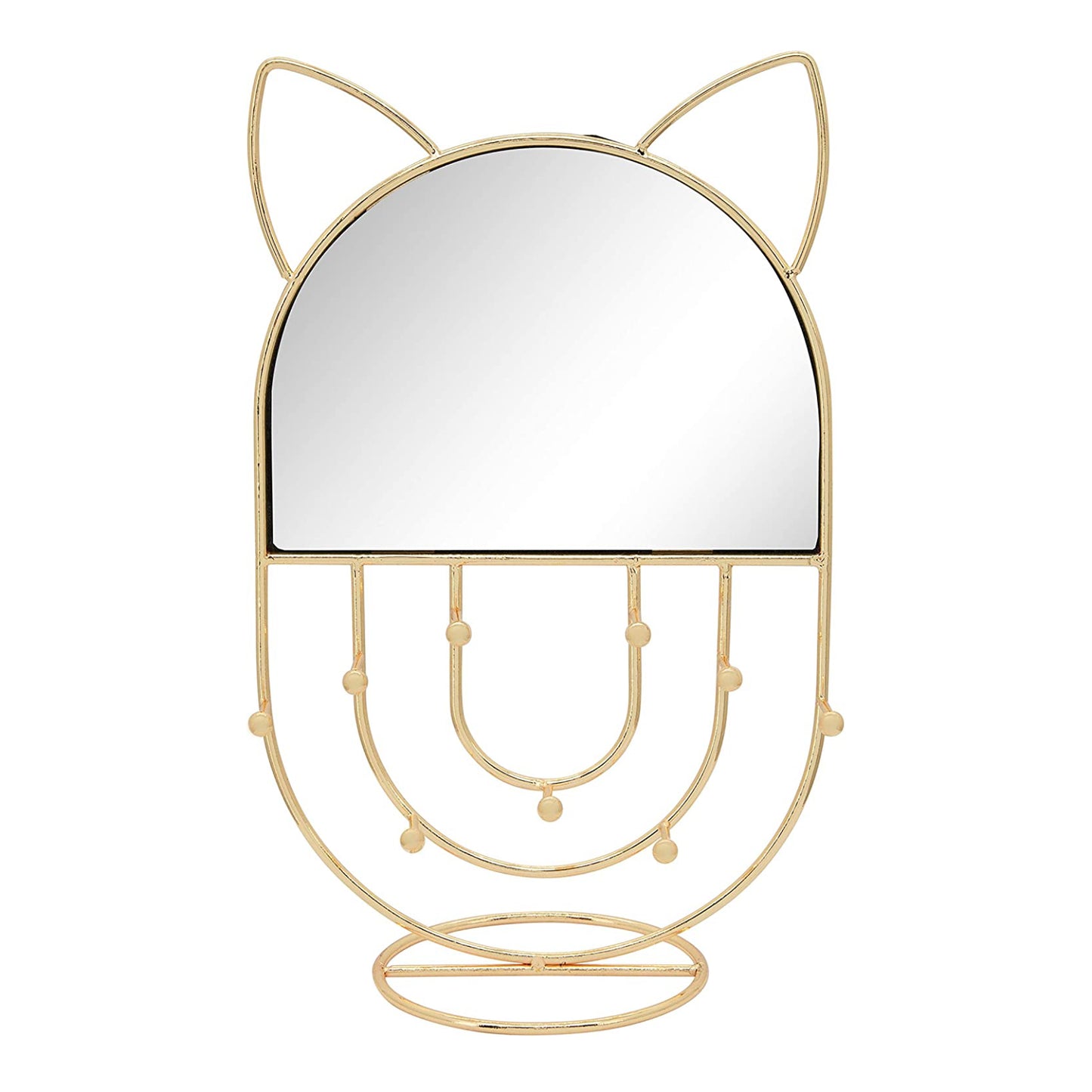 Sagebrook Home Contemporary 12" Metal Cat with Mirror Rack - Gold