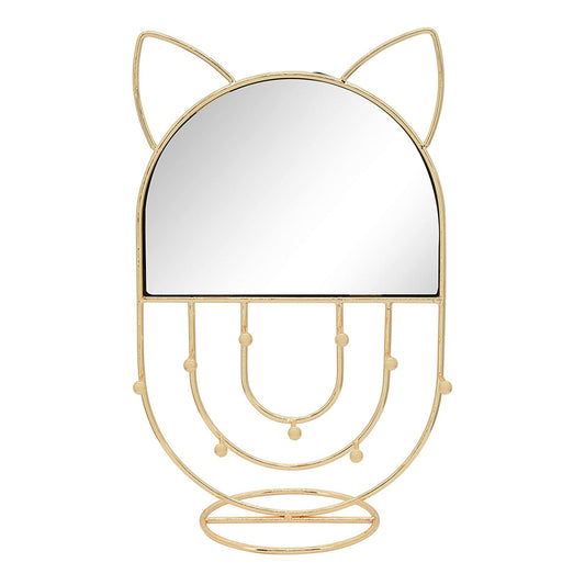 Gato de metal contemporáneo de 12" con estante para espejo de Sagebrook Home - Dorado