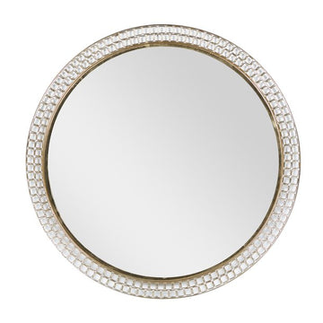 UMA Enterprises Contemporary 37" Round Wall Mirror in Metal - Gold