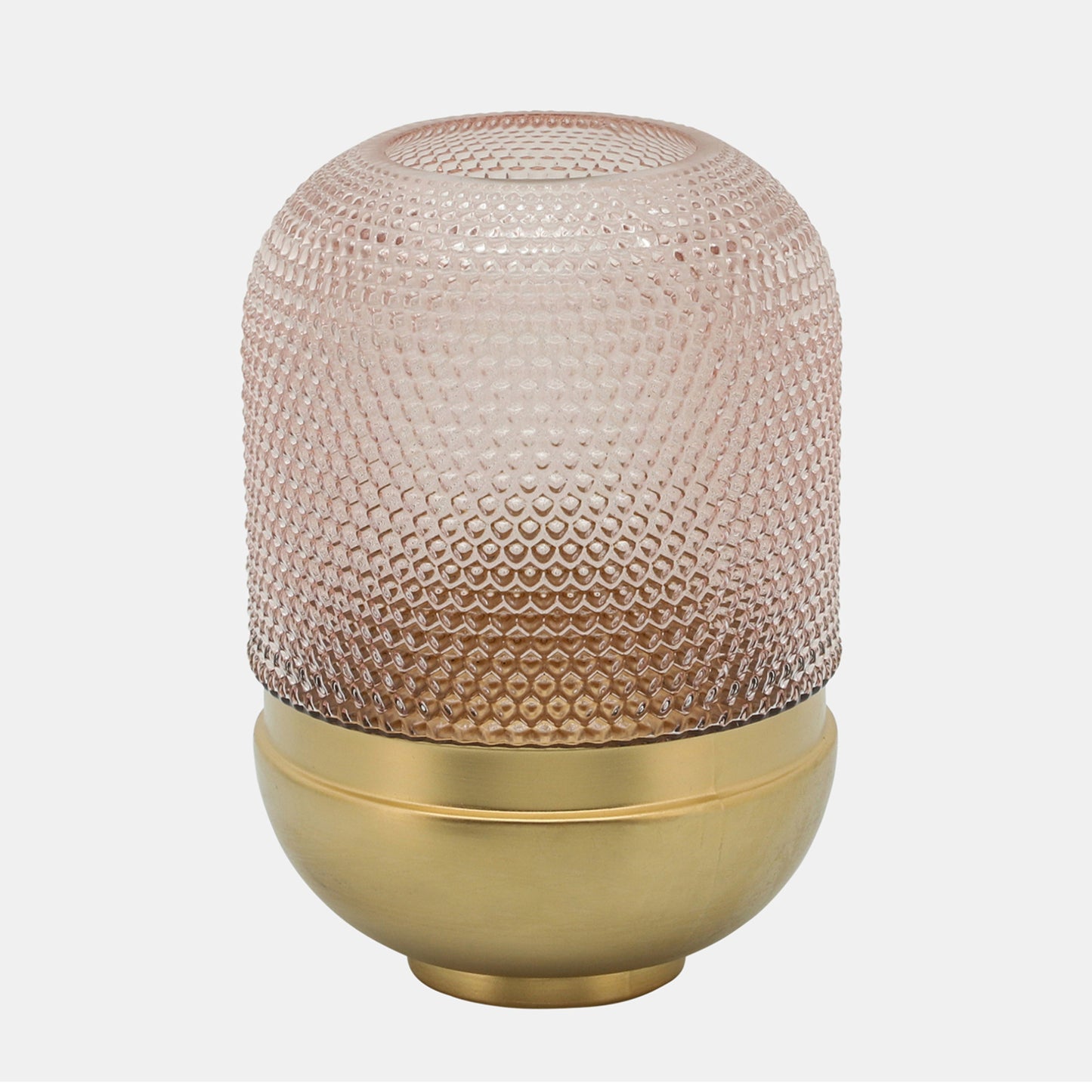 Sagebrook Home Glam 11" Urn Shaped Glass Vase with Textured Dots - Pink/Gold