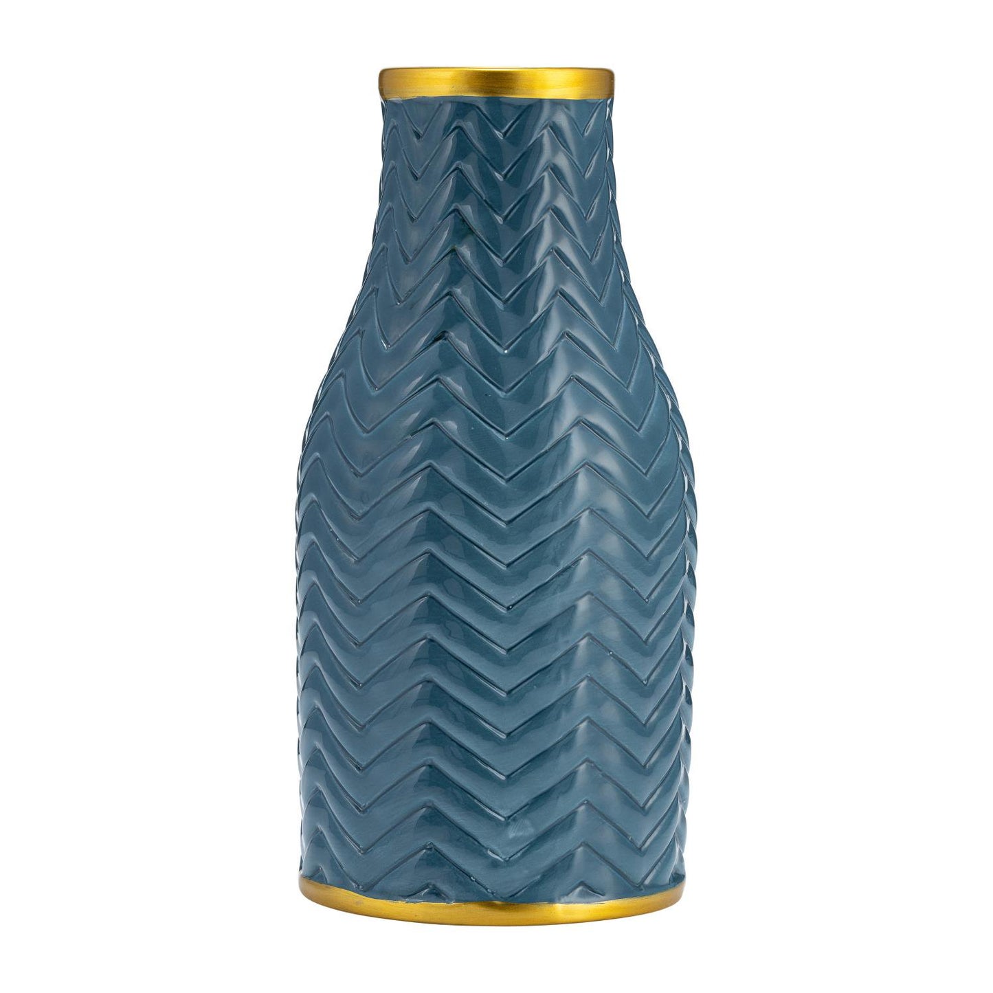 Jarrón de cerámica Chevron de 10" contemporáneo de Sagebrook Home, color verde azulado