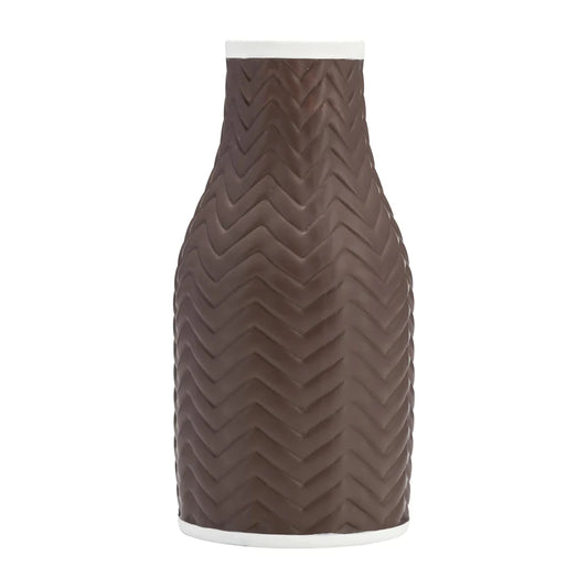 Sagebrook Home Contemporary 10" Chevron Ceramic Vase - Java