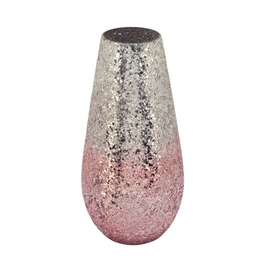 Jarrón de vidrio agrietado contemporáneo de 12" de Sagebrook Home - Blush Ombre