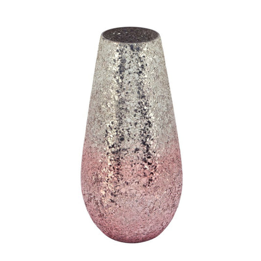 Jarrón de vidrio agrietado contemporáneo de 12" de Sagebrook Home - Blush Ombre