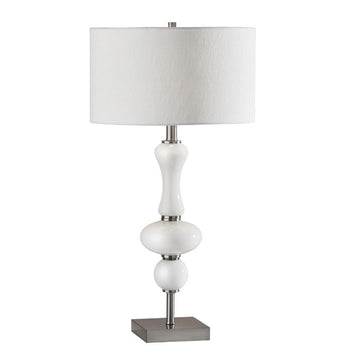 Lámpara de mesa Adesso Natalie de 29" - Acero cepillado/vidrio lechoso blanco