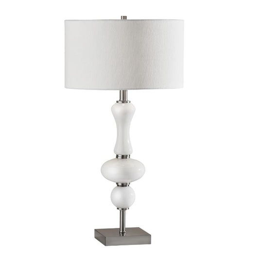 Adesso Natalie 29" Table Lamp - Brushed Steel/White Milk Glass