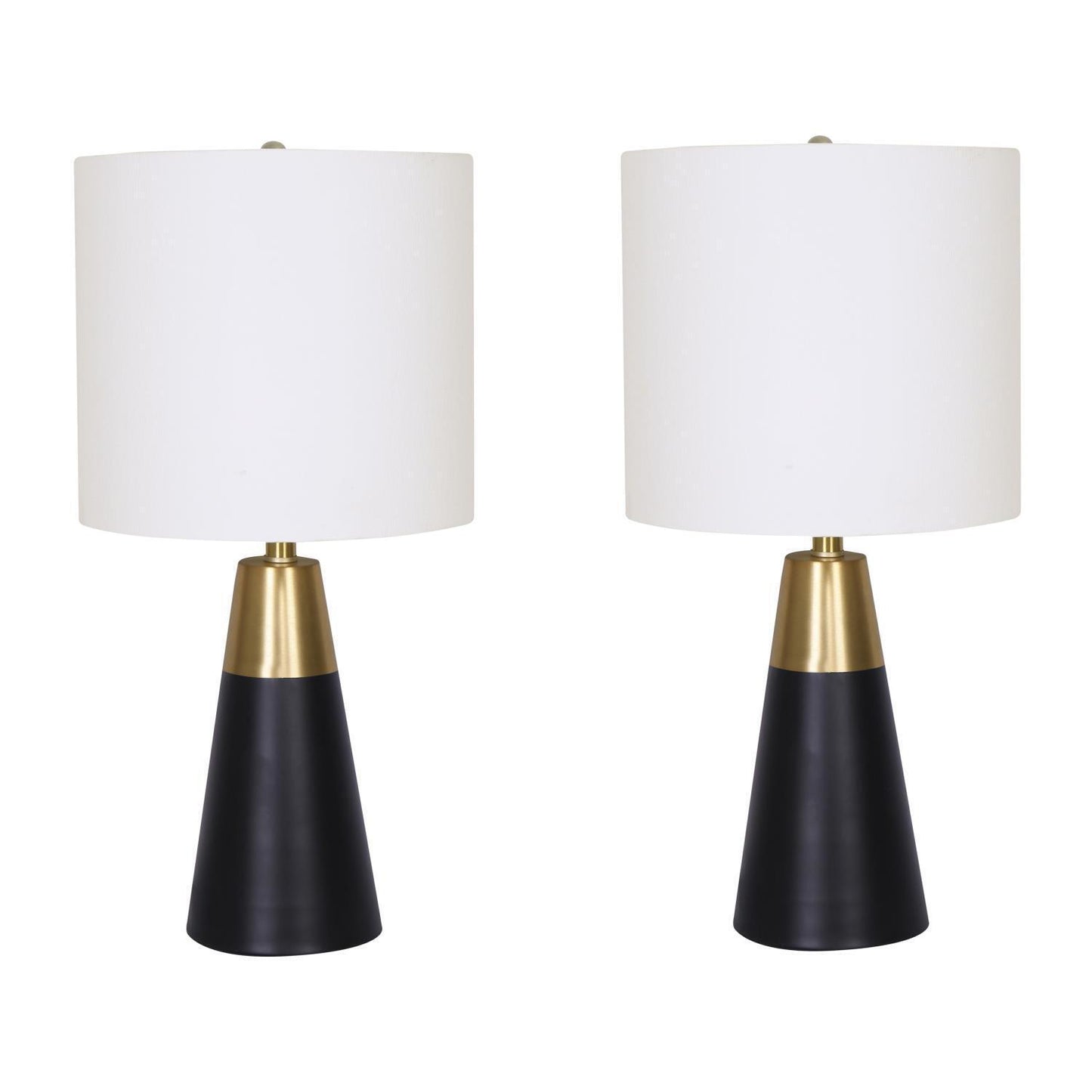 Sagebrook Home Contemporary 23" Metal Cone Table Lamp (Set of 2) - Black/Gold