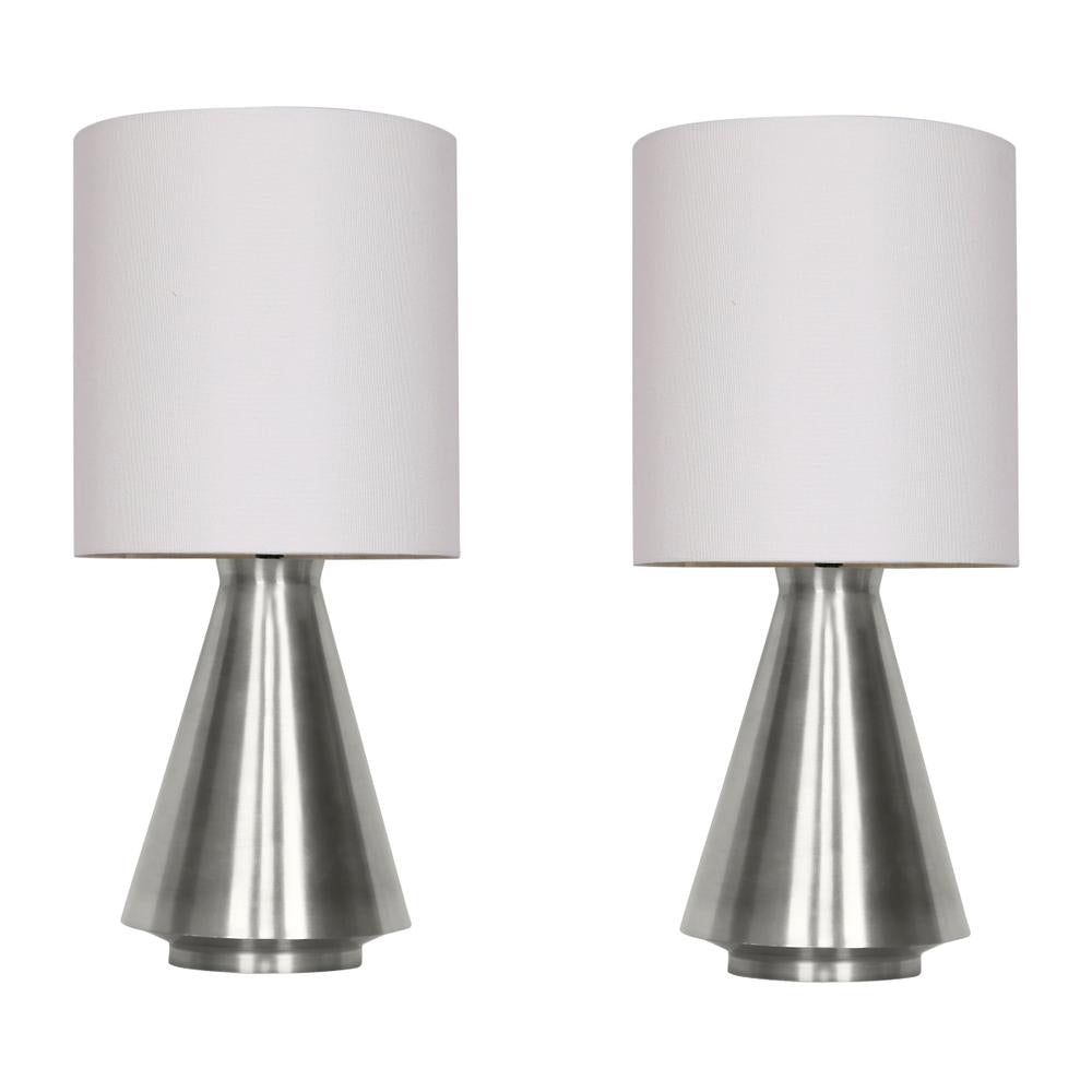 Sagebrook Home Contemporary 24" Metal Cone Table Lamp (Set of 2) - Nickel