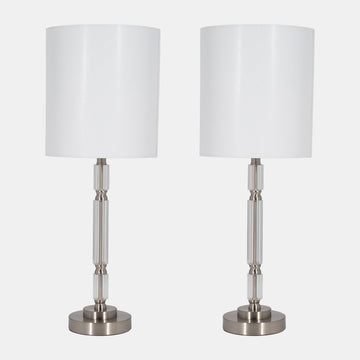 Lámpara de mesa de cristal de 24" de Sagebrook Home (juego de 2) - Plateada