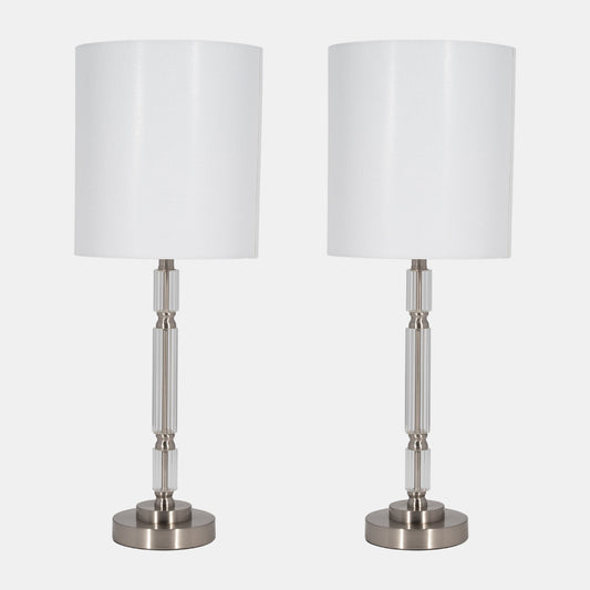 Sagebrook Home Crystal 24" Table Lamp (Set of 2) - Silver