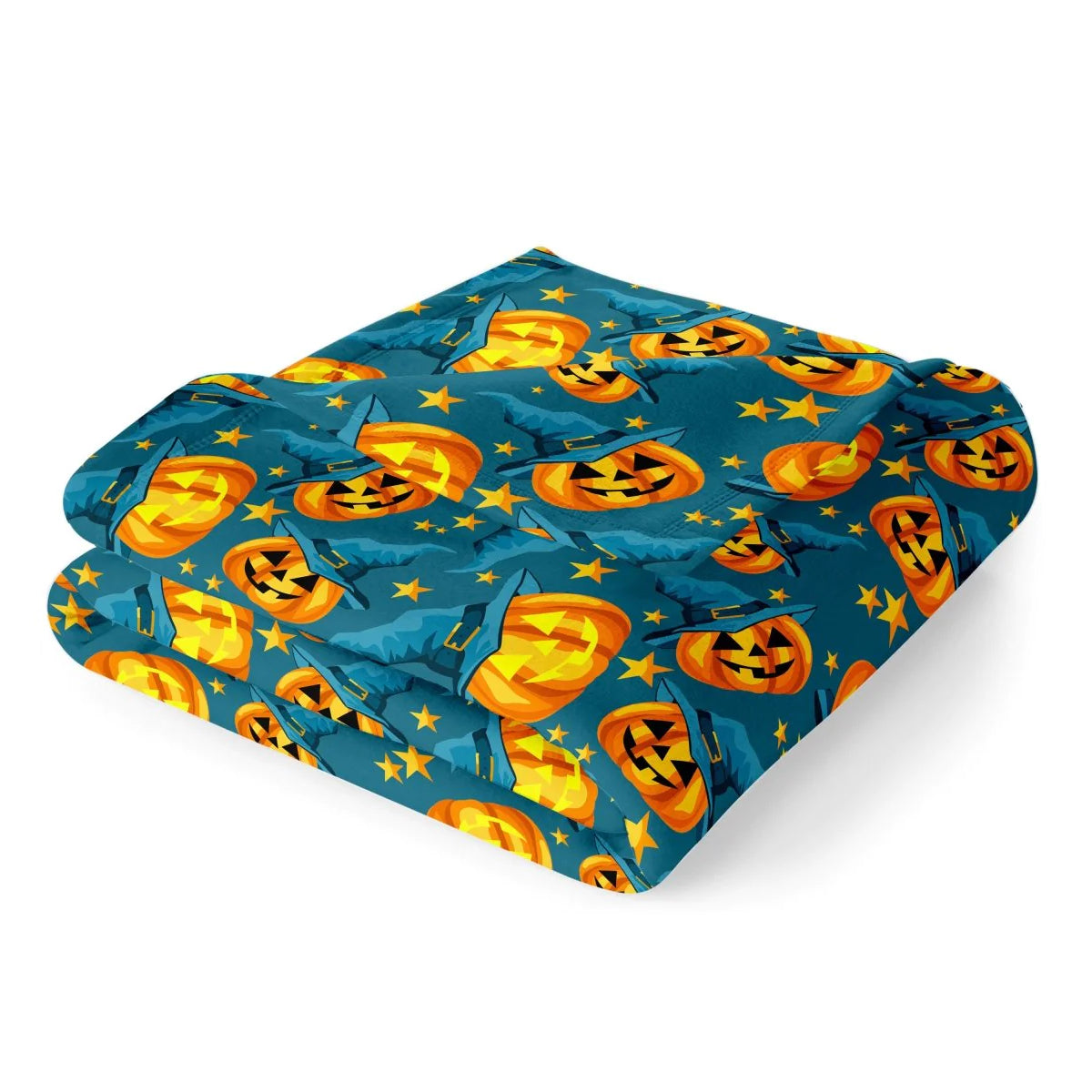 Spirit Linen 50'' x 70'' Oversized Plush Holiday Throw Blanket - Halloween Lantern/Stars