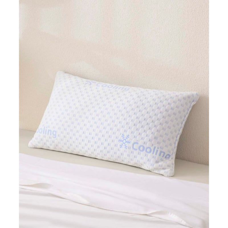 Cooling Memory Foam Pillow (Set of 2) - White/Blue