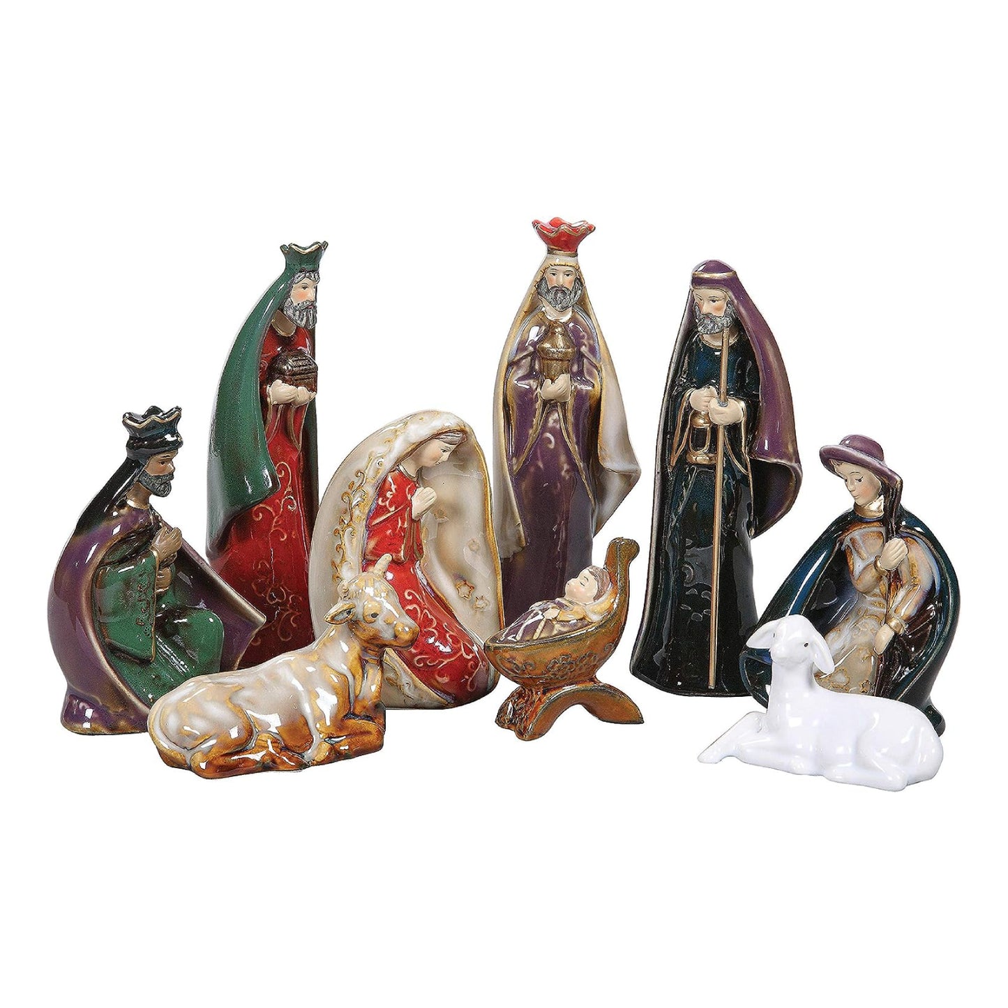 Creative Co-Op Ceramic Nativity 9-Piece Set
