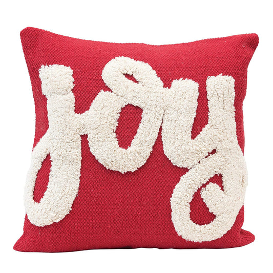 Creative Co-Op 18" Cotton Tufted Joy Throw Pillow - Red/White