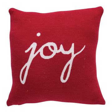 Creative Co-Op 12" Square Two-Sided Cotton Knit Pillow Joy - Red/White
