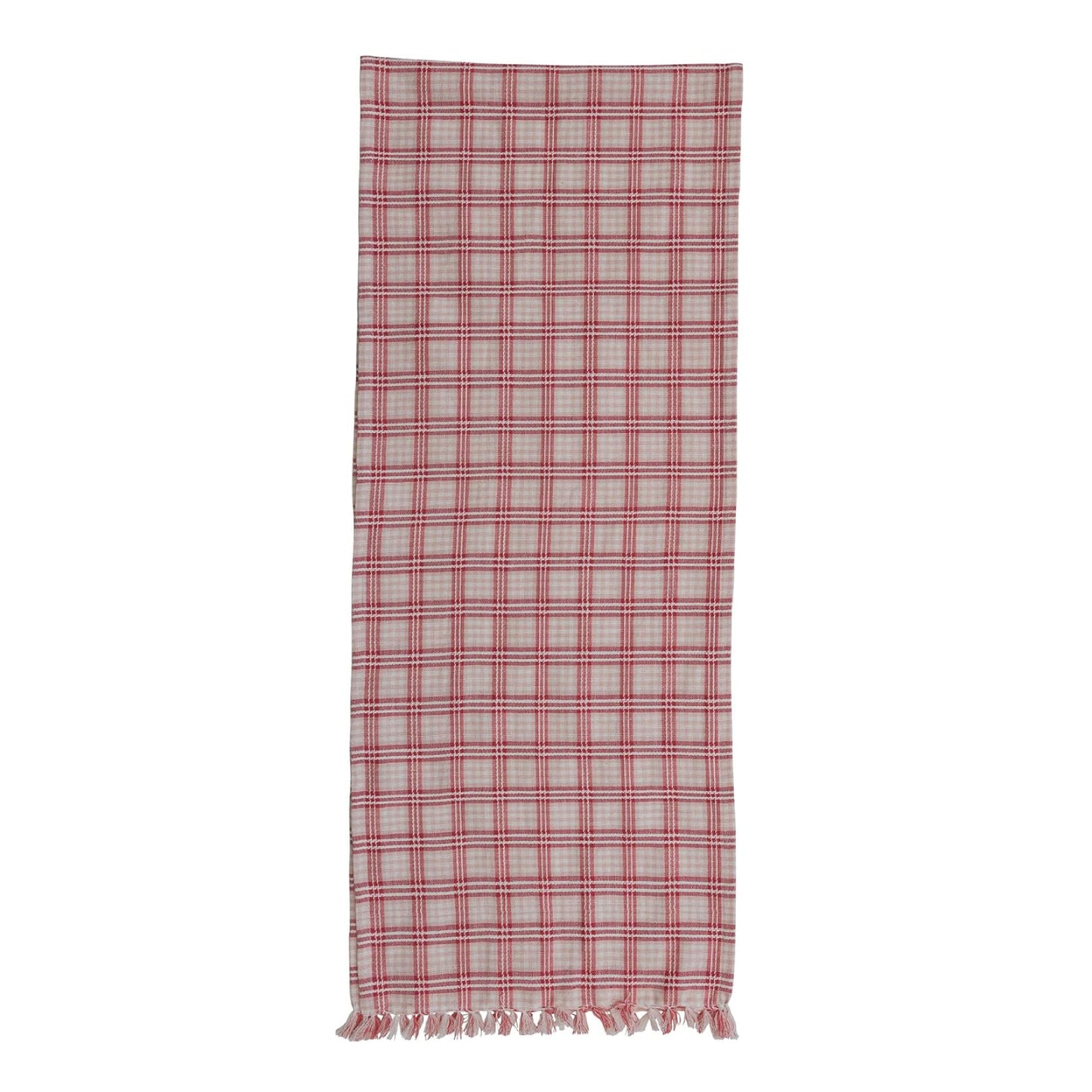 Creative Co-Op Cotton Dobby Table Runner with Fringe - Red