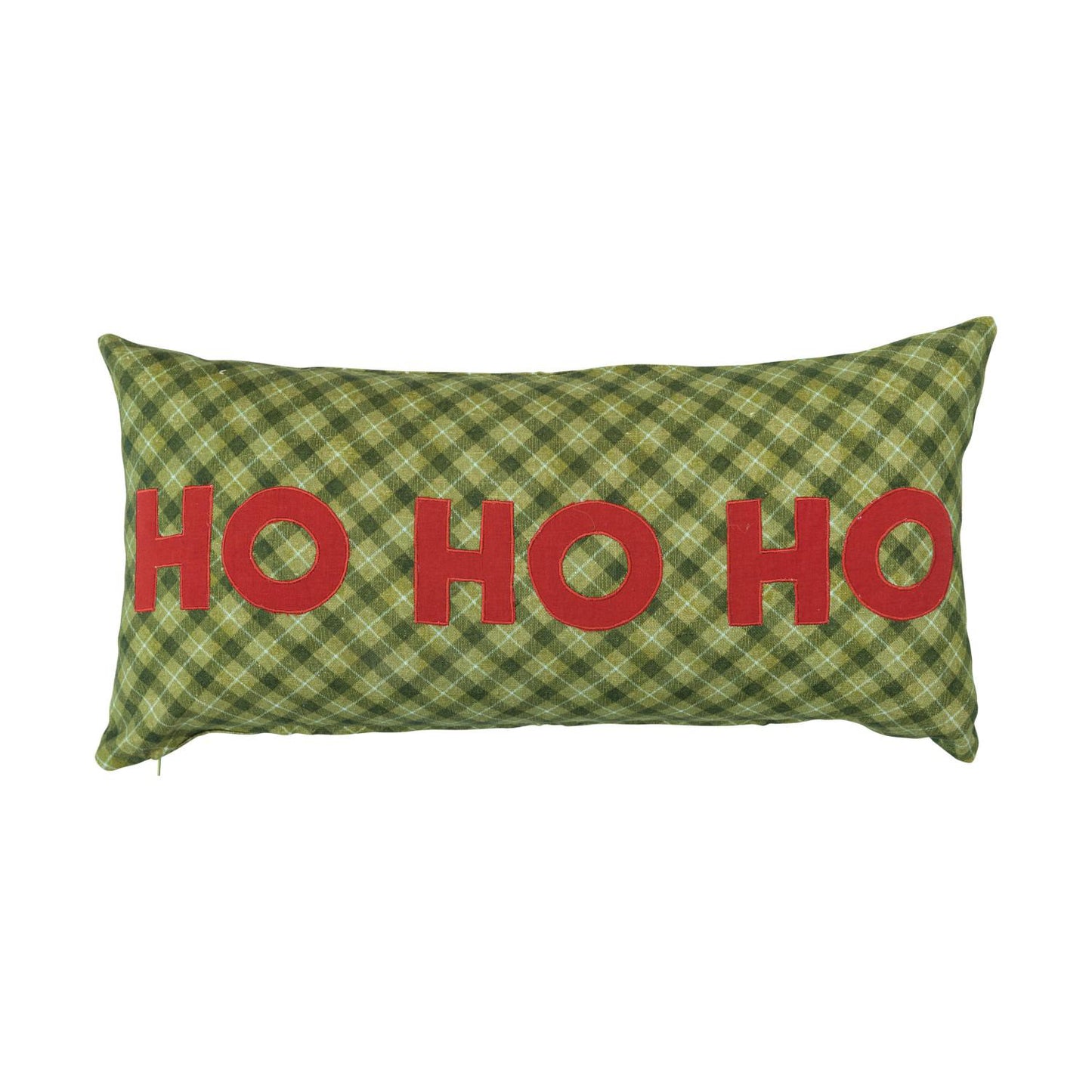 Creative Co-Op 28" x 14" Cotton Chambray Printed Pillow - Green/Red