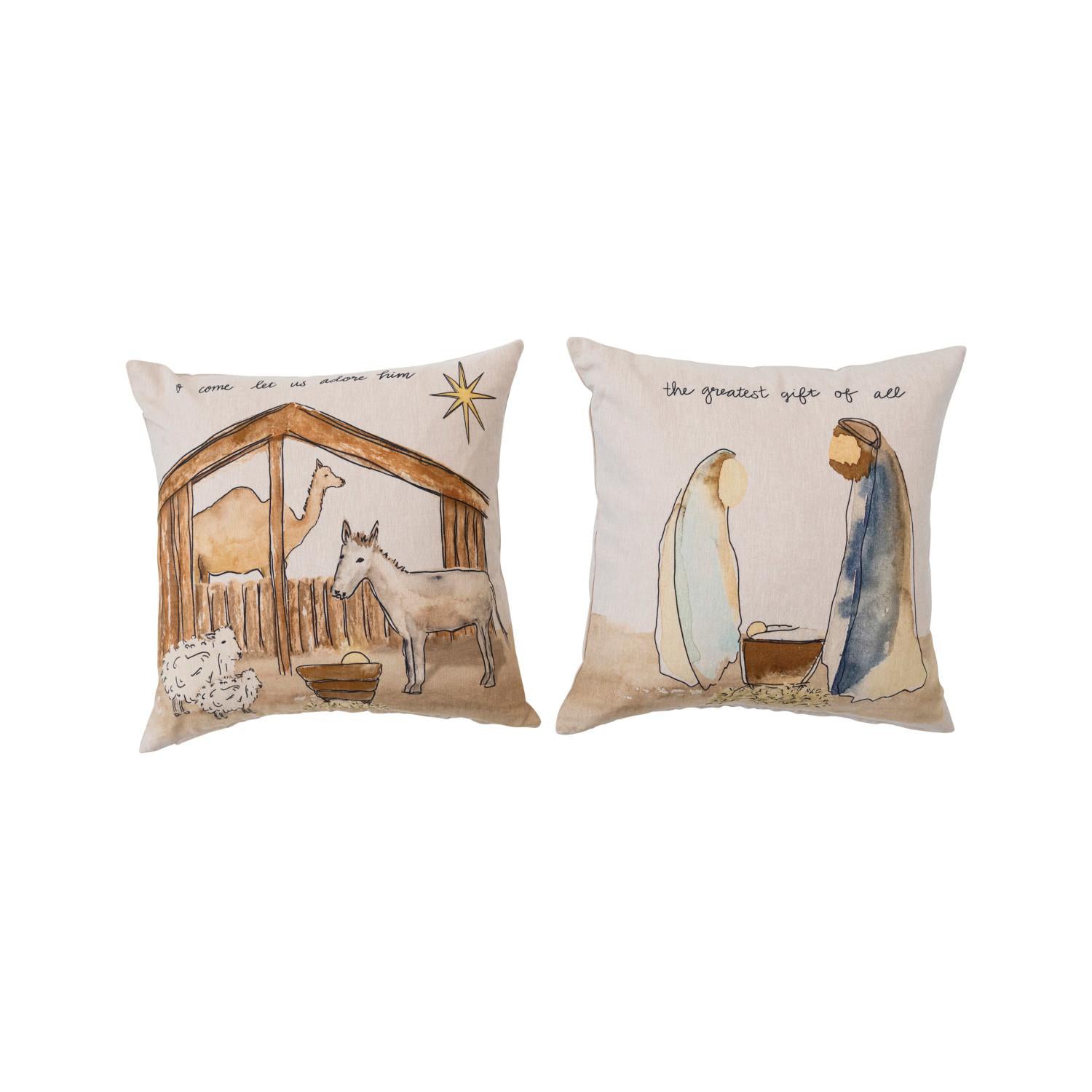 Juego de 2 almohadones de algodón estampados en cambray de 20