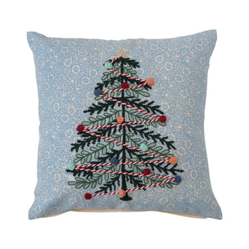 Almohada de algodón estampada con árbol de Navidad de 18" de Creative Co-Op - Multicolor