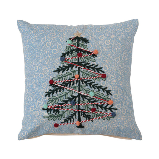 Almohada de algodón estampada con árbol de Navidad de 18" de Creative Co-Op - Multicolor