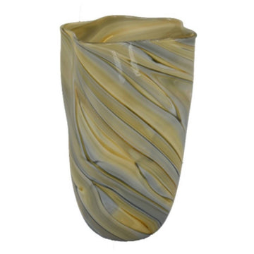 Three Hands 13.50" Cylindrical Vase - Tan