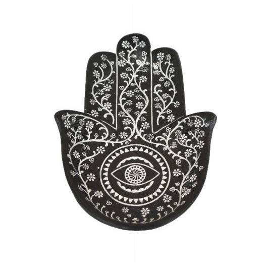 Three Hands 9.75'' Hamsa Hand Figurine Decor  - Black/White