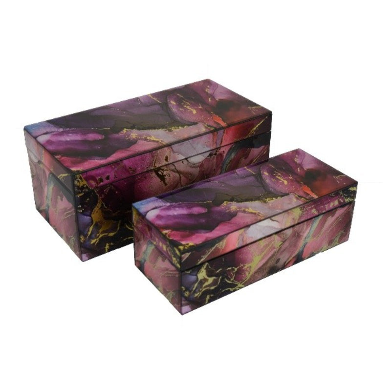 Three Hands Decorative Storage Box Set - Deep Purple