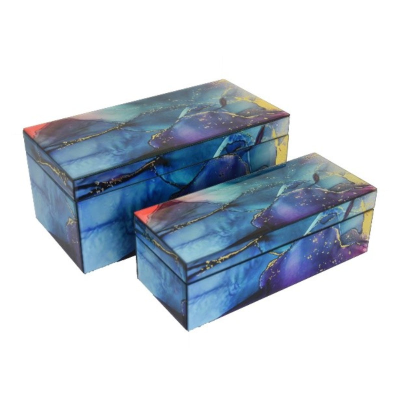 Three Hands Decorative Storage Box Set - Blue/Purple