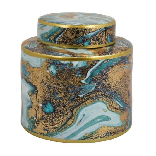 Three Hands 7.75" Cylindrical Ceramic Jar - Multicolor