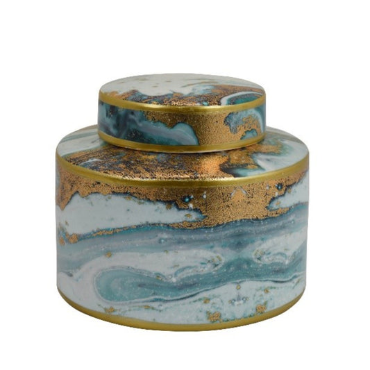 Three Hands 6.25" Cylindrical Ceramic Jar - Multicolor