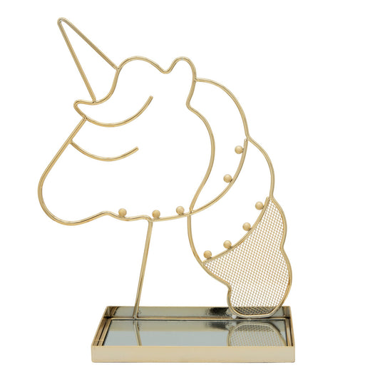 Estantería de metal con forma de unicornio de 11" de Sagebrook Home, estilo contemporáneo, color dorado