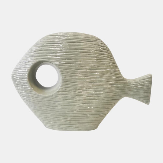 Sagebrook Home Contemporary 14" Ceramic Textured Fish - Seafoam