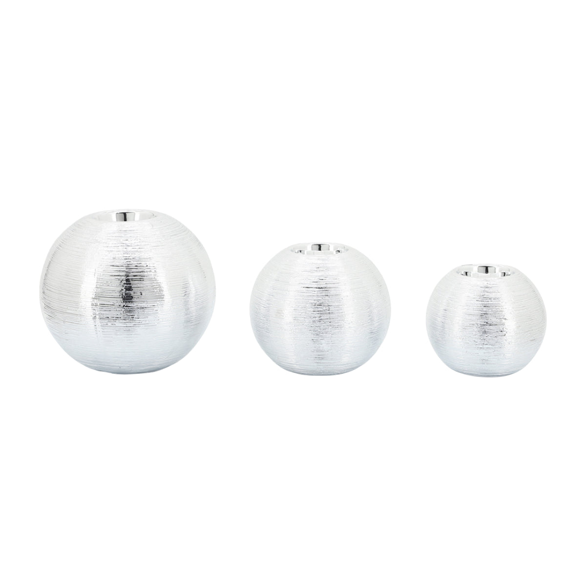 Sagebrook Home Ceramic Scratch Orbs (Set of 3) - Silver