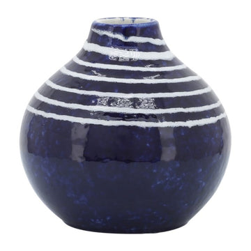 Jarrón de cerámica primigenio contemporáneo de 5" de Sagebrook Home, color azul