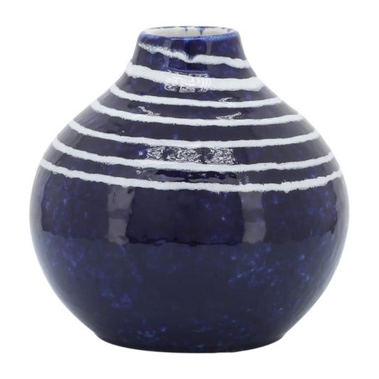 Jarrón de cerámica primigenio contemporáneo de 5" de Sagebrook Home, color azul