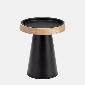 Candelabro de madera plano contemporáneo de 6" de Sagebrook Home en cerámica - Negro/natural