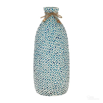 Jarrón de mosaico de vidrio contemporáneo de 13" de Sagebrook Home, color azul