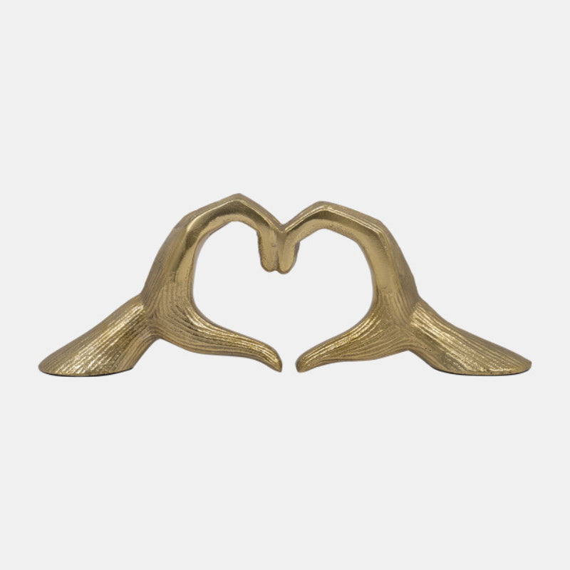 Sagebrook Home 13" Hand-Heart Sculpture in Metal - Gold