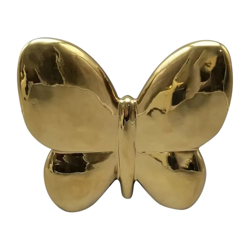 Escultura de mariposa contemporánea de 20 cm de Sagebrook Home en cerámica, color dorado