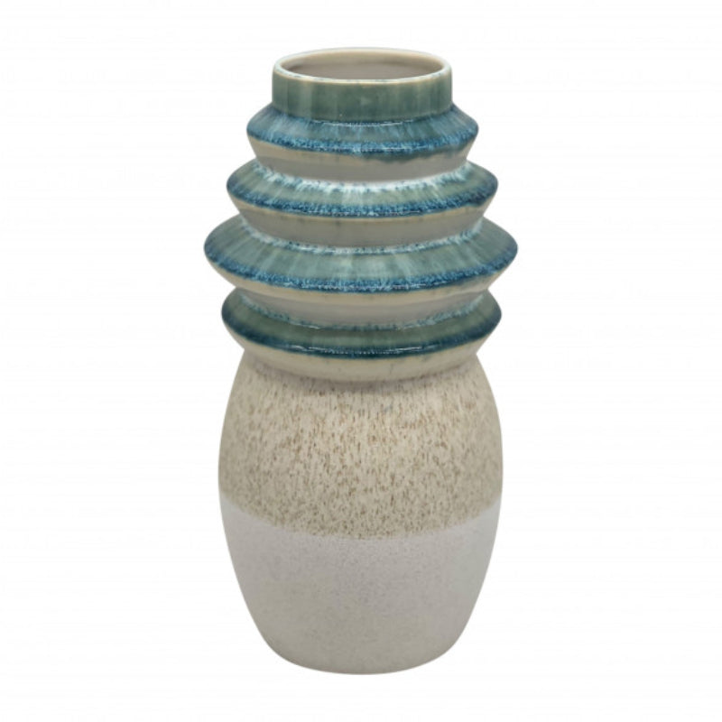 Sagebrook Home Contemporary 12" Stoneware Fluted Top Vase - Multicolor