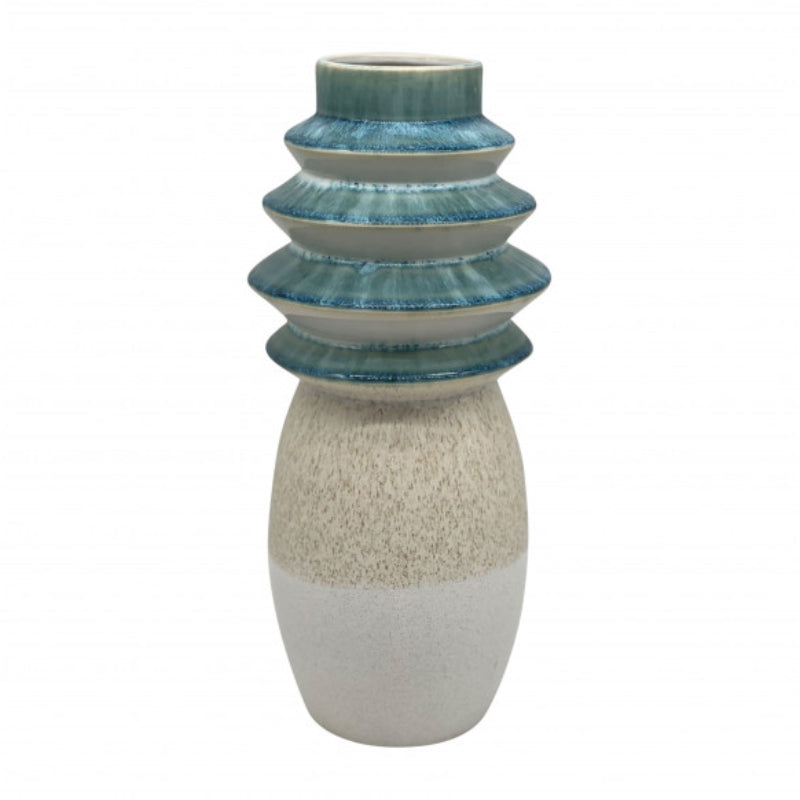 Sagebrook Home Contemporary 15" Stoneware Fluted Top Vase - Multicolor