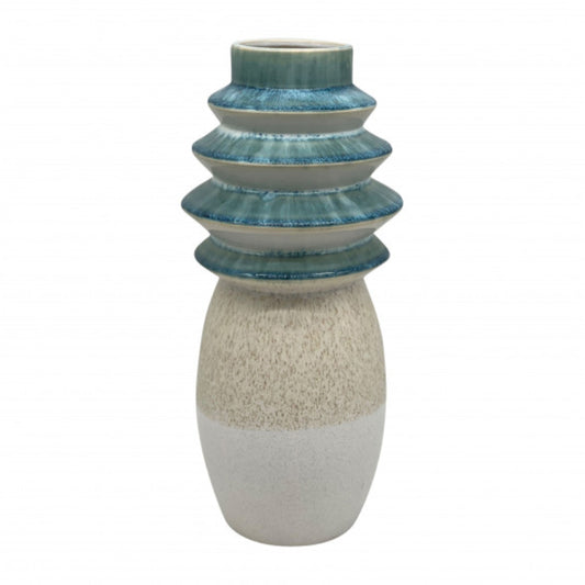 Sagebrook Home Contemporary 15" Stoneware Fluted Top Vase - Multicolor