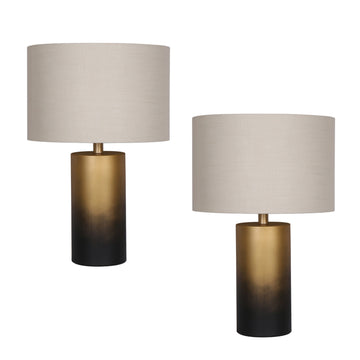 Lámparas de mesa de metal con efecto ombré de 22" Sagebrook Home S/2 - Negro/dorado