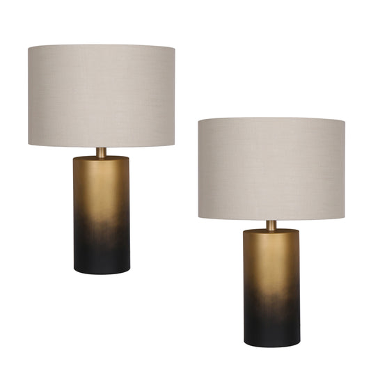 Sagebrook Home S/2 22" Metal Ombre Table Lamps - Black/Gold